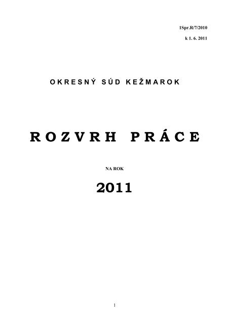 Rozvrh práce - Ministerstvo spravodlivosti SR