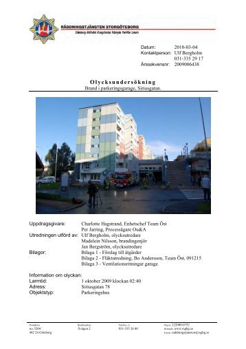 Brand i parkeringsgarage i GÃ¶teborg 2009