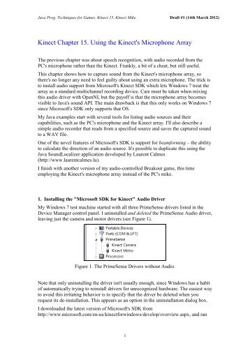 Kinect Chapter 15. Using the Kinect's Microphone Array