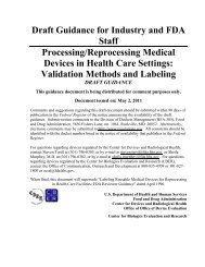 Draft Guidance for Industry and FDA Staff Processing/Reprocessing ...