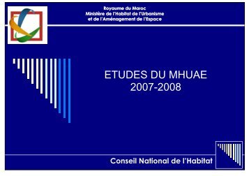 Recueil des études du MHUAE - Ministère de l'Habitat, de l ...