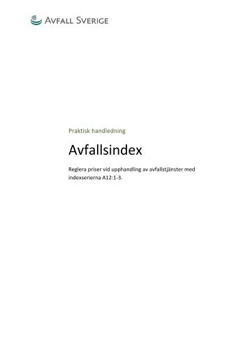 Praktisk handledning Avfallsindex - Avfall Sverige