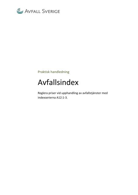 Praktisk handledning Avfallsindex - Avfall Sverige
