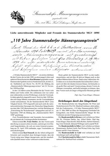 110 Jahre Stammersdorfer Männergesangverein - Stammersdorf.at