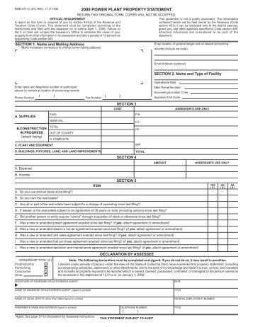 Power Plant Property Statement - Kern County Assessor Recorder