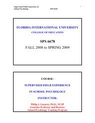 Supervised Field Experience in School Psychology - College of ...