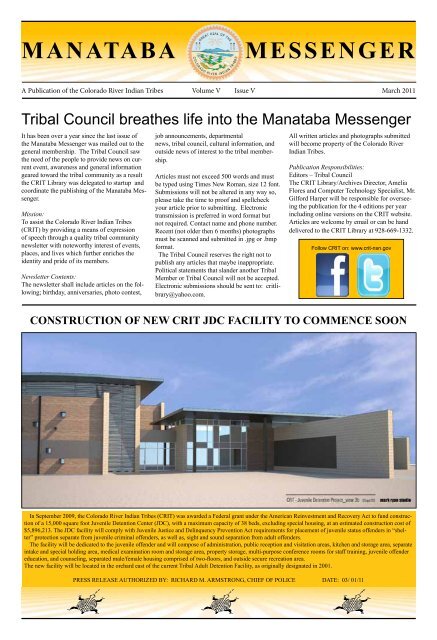 MANATABA MESSENGER - Colorado River Indian Tribes