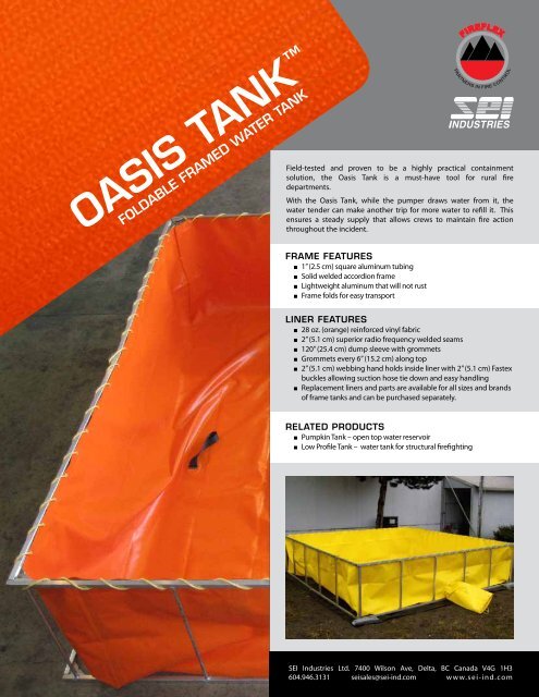 Fireflex Oasis Tank Brochure - SEI Industries Ltd.