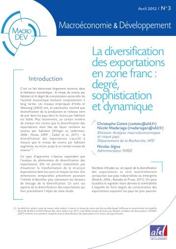 La diversification des exportations en zone franc - Agence FranÃƒÂ§aise ...