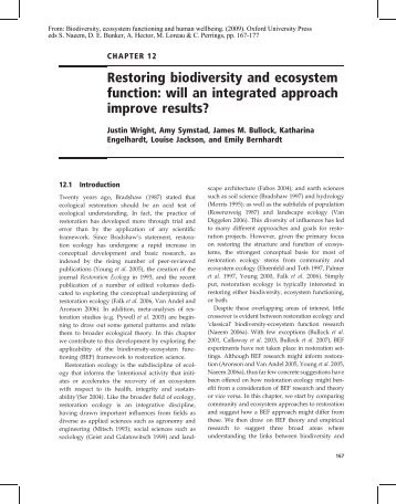 Restoring biodiversity and ecosystem function: will an ... - LERF