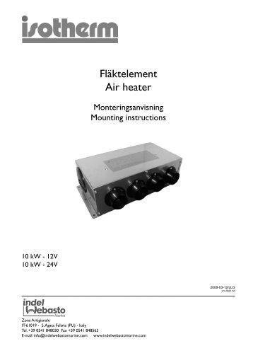 Monteringsanvisning - Isotherm Defroster 10kw - Seatronic