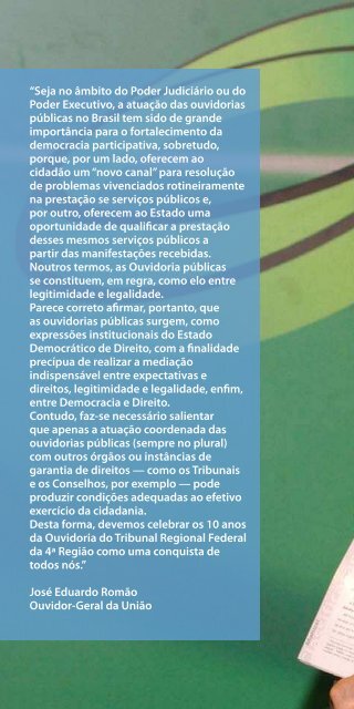 A Ouvidoria no TRF4 - Tribunal Regional Federal da 4ª Região