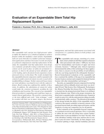 Evaluation of an Expandable Stem Total Hip Replacement System