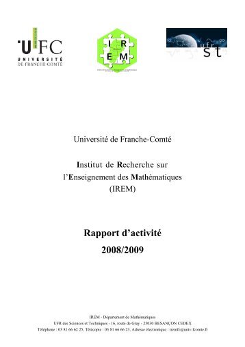Rapport d'activitÃ© 2008/2009 - UniversitÃ© de Franche-ComtÃ©
