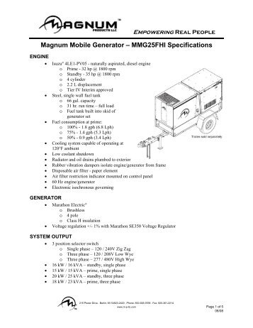 Magnum Mobile Generator Ã¢Â€Â“ MMG25FHI ... - Diesel Generators