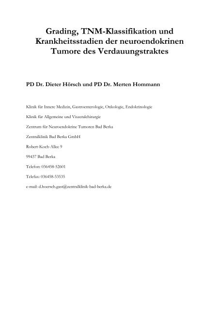 Grading, TNM-Klassifikation und Krankheitsstadien der ...