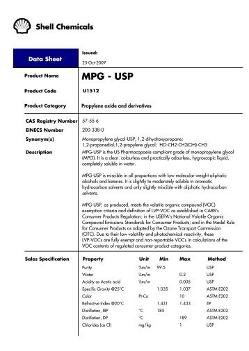 Monopropylene glycol (MPG) - USP