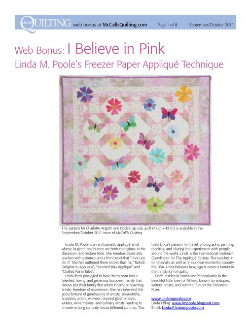 Web Bonus: I Believe in Pink - McCalls Quilting