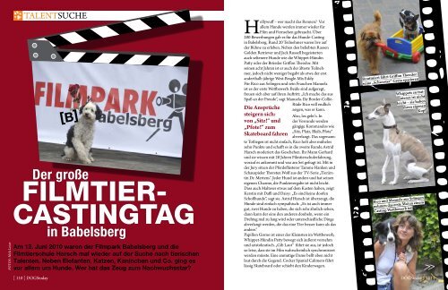 Artikel "Filmtiercasting Babelsberg" - DOGS today