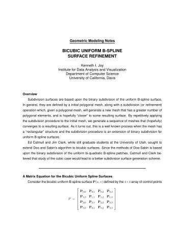 bicubic uniform b-spline surface refinement - IDAV: Institute for Data ...