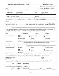 Donnelly College Counseling Center INTAKE FORM