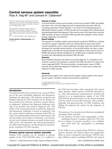 Central nervous system vasculitis