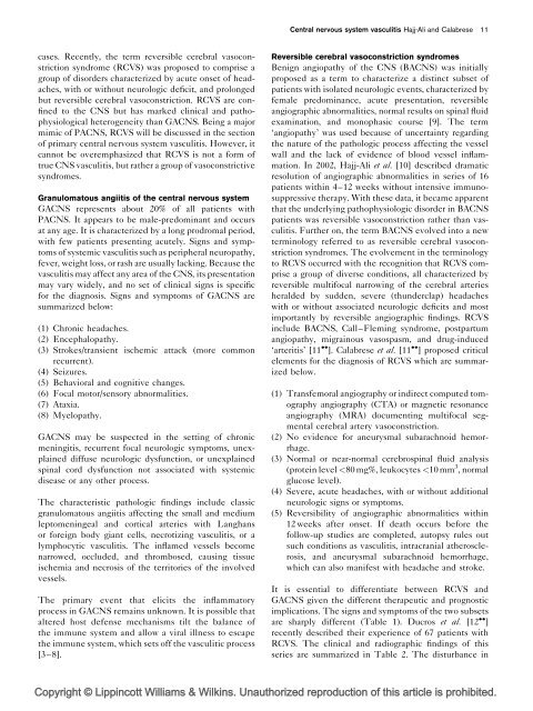 Central nervous system vasculitis