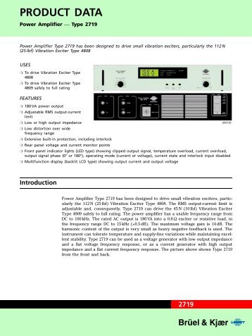 Product Data Sheet: Power Amplifier . Type 2719 ... - BrÃ¼el & KjÃ¦r