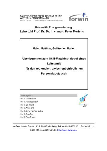 Lehrstuhl Prof. Dr. Dr. h. c. mult. Peter Mertens Überlegungen zum ...