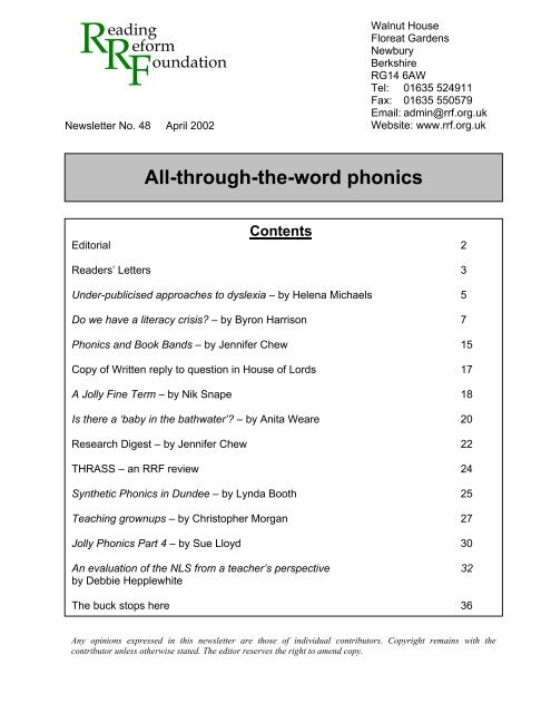 Phonics and Book Bands - Reading Reform Foundation