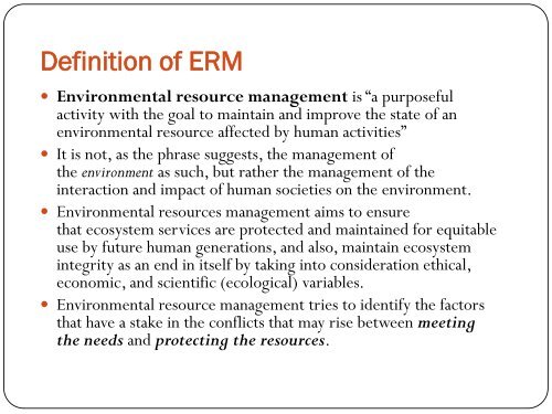 Environmental resource management - EPCO