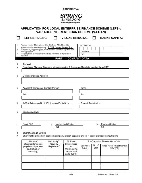 application for local enterprise finance scheme (lefs) - UOB