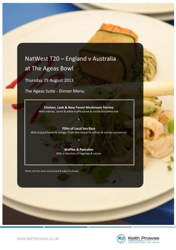 Download Ageas Bowl Menus 2013 - Keith Prowse Hospitality Blog