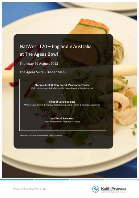 Download Ageas Bowl Menus 2013 - Keith Prowse Hospitality Blog