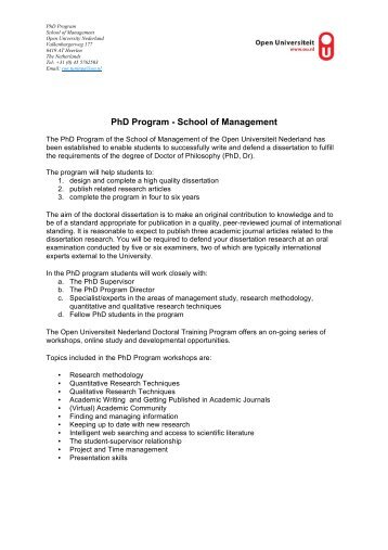 PhD Program - School of Management - Open Universiteit Nederland