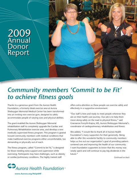 Annual Donor Report - Aurora Health Care