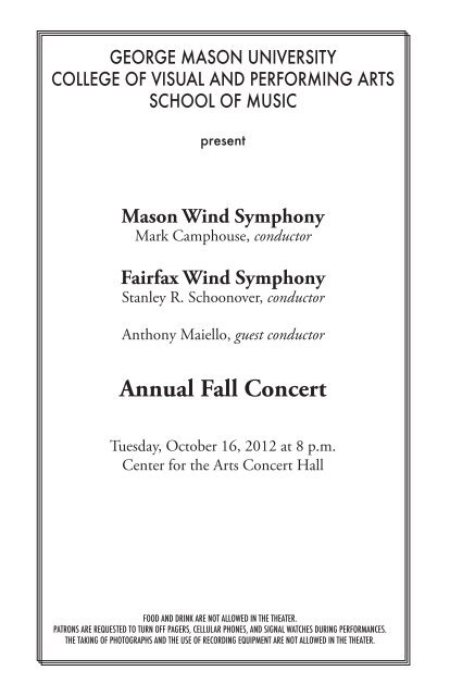 Annual Fall Concert - George Mason University School of Music