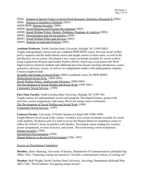 Curriculum Vitae - School of Social Welfare - University of Kansas