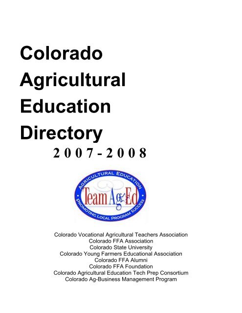 Colorado Agricultural Education Directory 2007-2008