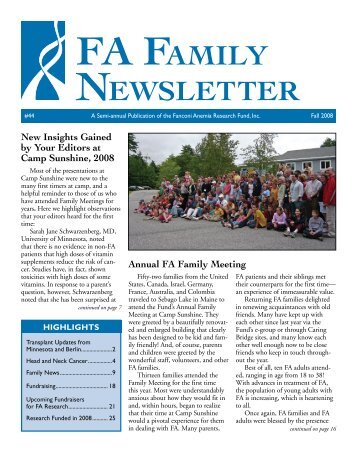 FA FAmily Newsletter - Fanconi Anemia Research Fund