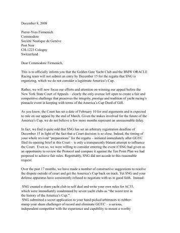 Letter from GGYC to SNG 8 Dec 08 - Cowes Online
