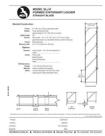 MODEL SLJ-6 FORMED STATIONARY LOUVER - NCA Manufacturing