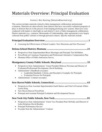 Materials Overview: Principal Evaluation - WestEd