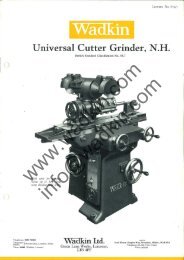 Wadkin NH Grinder Literature