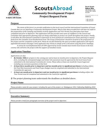 Project Request Form - Scouts Canada