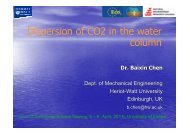 Dispersion of CO2 in the water column