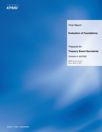 KPMG's Final Report: Evaluation of Foundations - Genome Canada