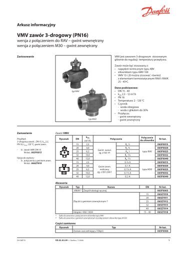 VMV zawór 3-drogowy (PN16) - Danfoss