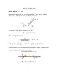 1 6 - THE RADIATION FIELD Specific Intensity - I , I , or I ... - Physics