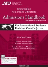 Admissions Handbook - APU Ritsumeikan Asia Pacific University